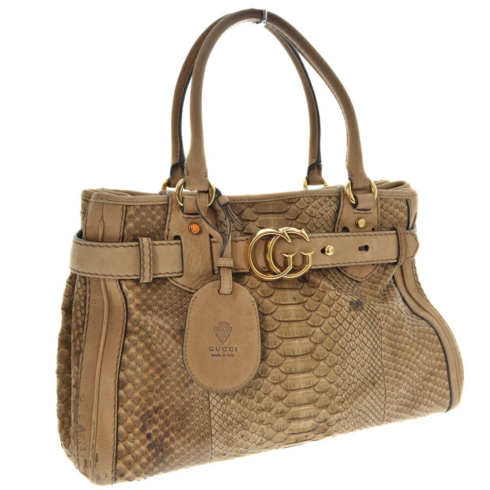 Gucci Shoulder Bag Python Leather Brown Beige - image 1